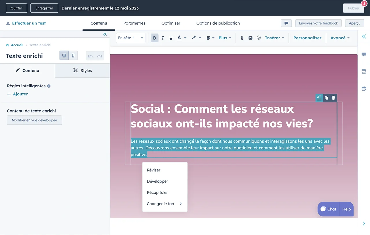 G n rateur de texte IA gratuit de HubSpot